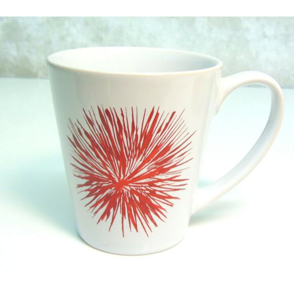 Starbucks Coffee Mug Red Water Color Starburst White Porcelain Tea Cup 11oz New - Picture 5 of 5